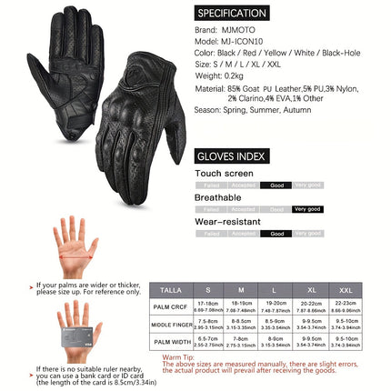 PU Leather Motorcycle Gloves - Breathable, Touchscreen Summer Gear