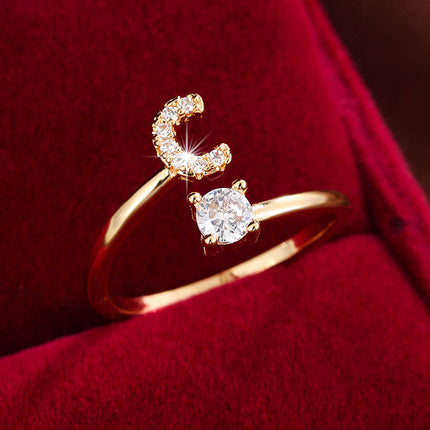 Adjustable Letter Zirconia Copper Ring