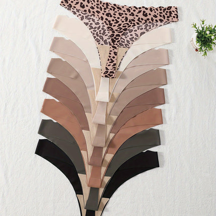 8pcs Women's Solid Color Thong Panties