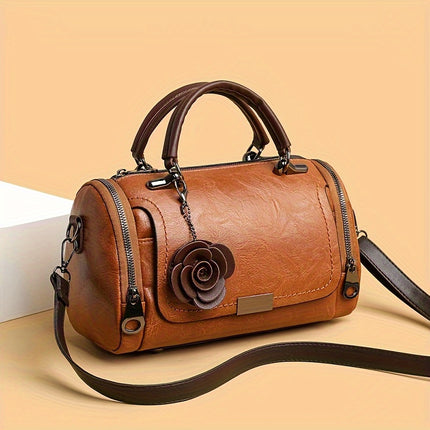 Vintage Boston Flower Satchel Bag