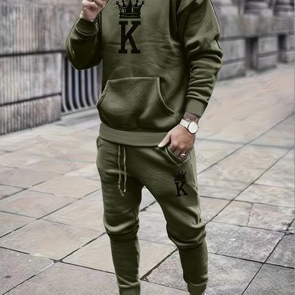 Men's Classic Sporty Casual Printed Hooded Suit