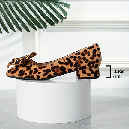 Women's Bowknot Chunky Heel Pumps