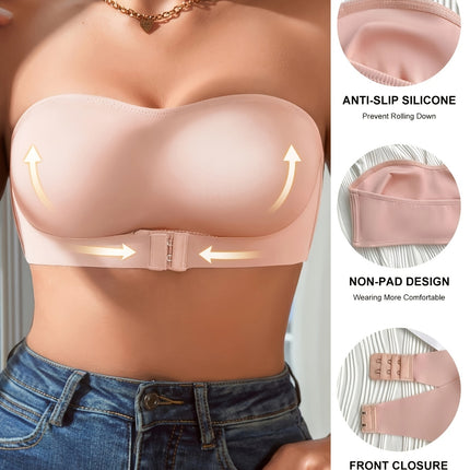 Front Buckle Strapless Bandeau