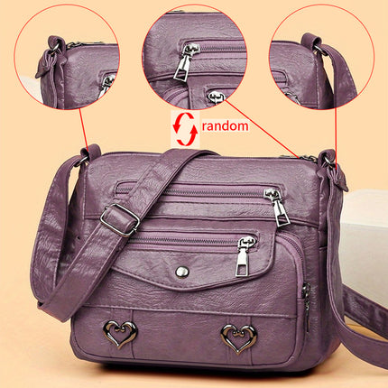 Retro Heart Decor Crossbody Bag