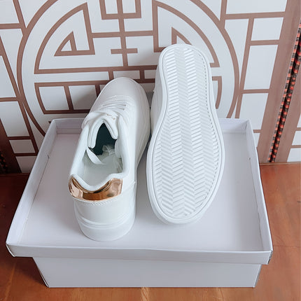 Women's Solid Color Lace-Up Sneakers