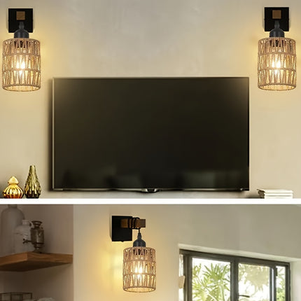 Farmhouse Wall Sconce - Black & Wood Rustic Lighting