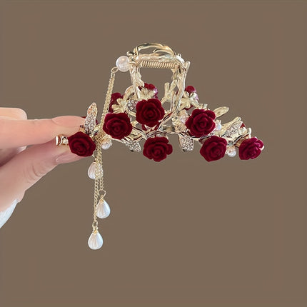 Vintage Rose Tassel Hair Claw