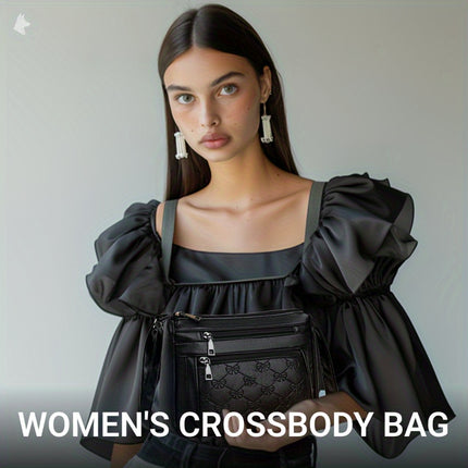 Elegant Black Faux Leather Crossbody