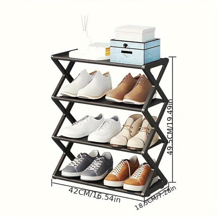 Retro Folding 4-Tier Shoe Rack
