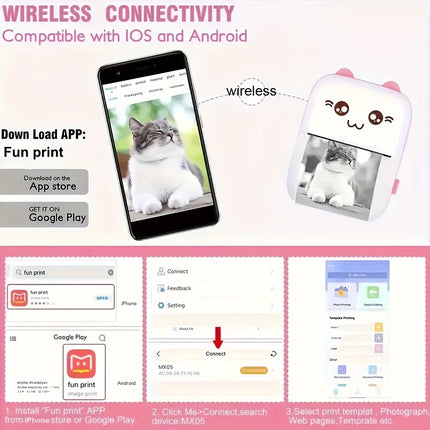 Mini Wireless Inkless Photo Printer