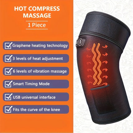 Electric Heating Knee Brace with Vibration Massage - USB Powered