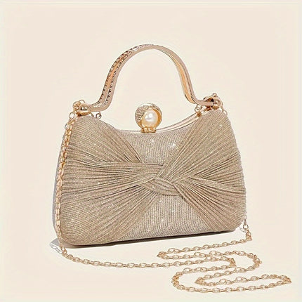 Elegant Glitter Bow Evening Clutch