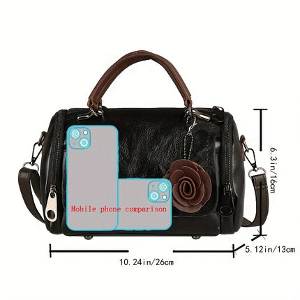 Vintage Boston Flower Satchel Bag