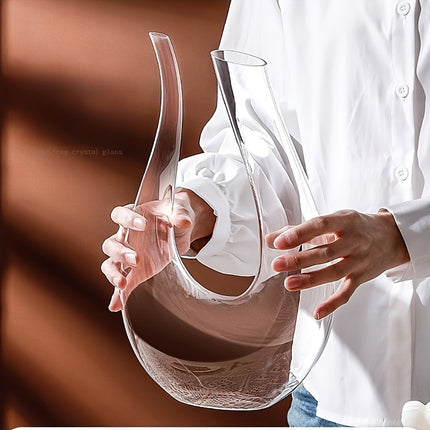 Elegant Crystal Glass Wine Decanter – U-Shaped Harp Design