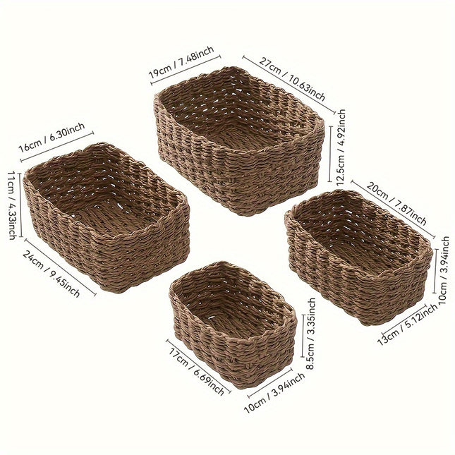 4pcs Woven Storage Basket Set