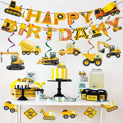 Construction Car Hanging Banners for Boys' Party Fun
