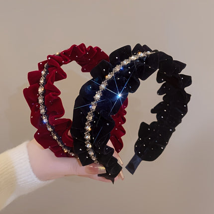 Rhinestone Velvet Red Hair Hoop
