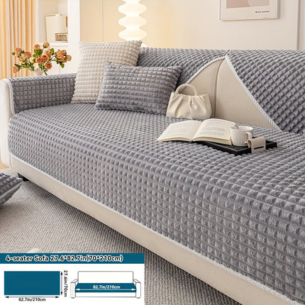 Plaid Plush Sofa Cover - Warm, Soft, Pet-Friendly Protector