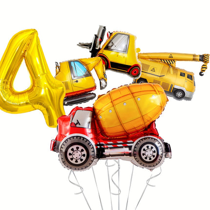 5pcs Construction Theme Birthday Party Balloons Set