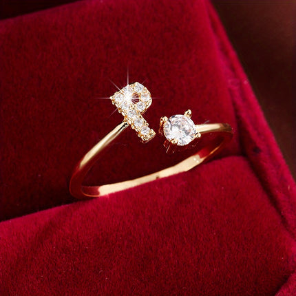 Adjustable Letter Zirconia Copper Ring