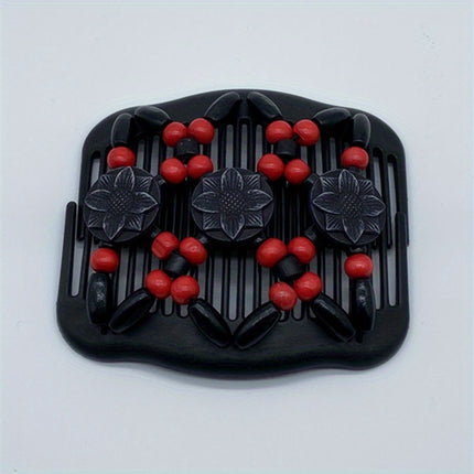 Wooden Beaded Double Hair Comb