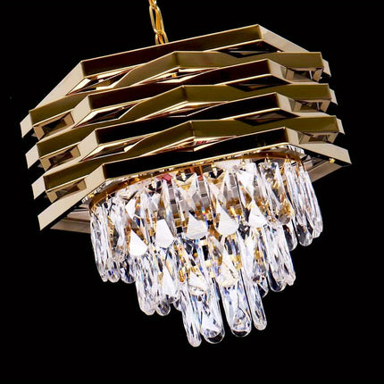 Golden 5-Light Crystal Chandelier – Modern Farmhouse Elegance