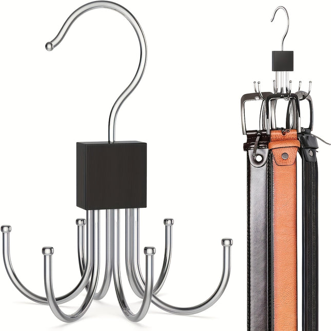 Rotatable Wooden Multi-Purpose Belt Hanger