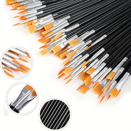 100pc Nylon Paintbrush Set