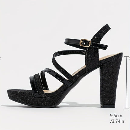 Elegant Silver Platform High-Heel Sandals
