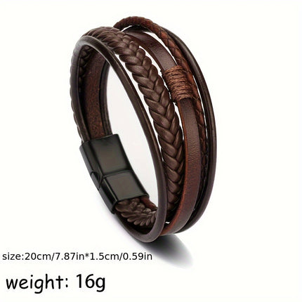 European & American Faux Leather Woven Bracelet