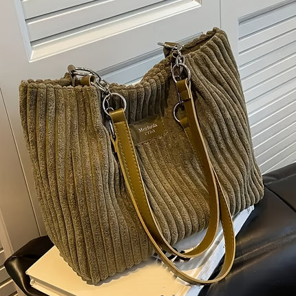 Elegant Corduroy Tote Bag – Stylish, Spacious, Everyday Essential - Monti Bargains
