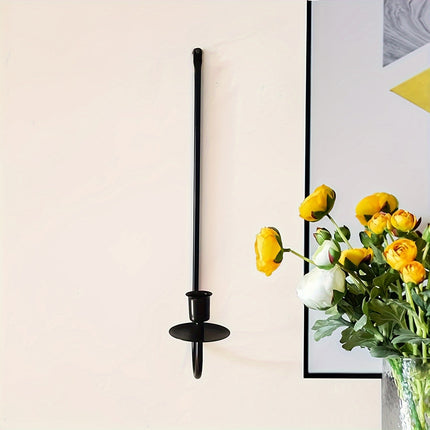 Set of 2 Wall-Mounted Metal Candle Sconces - Elegant Pillar Holders