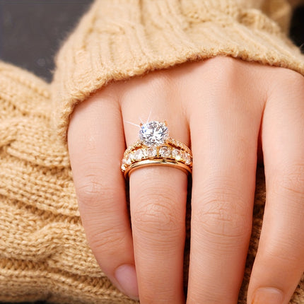 Elegant Sparkling CZ Ring Set
