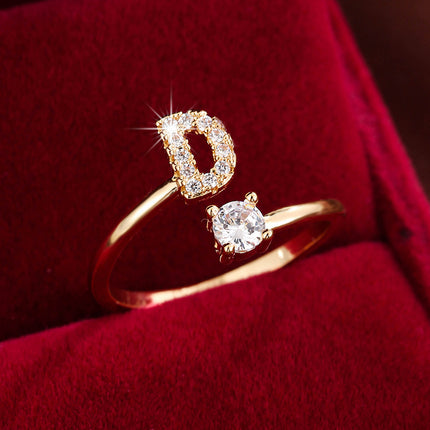 Adjustable Letter Zirconia Copper Ring