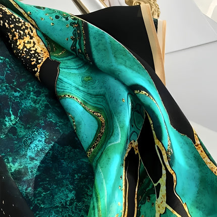 Elegant Green Print Square Scarf