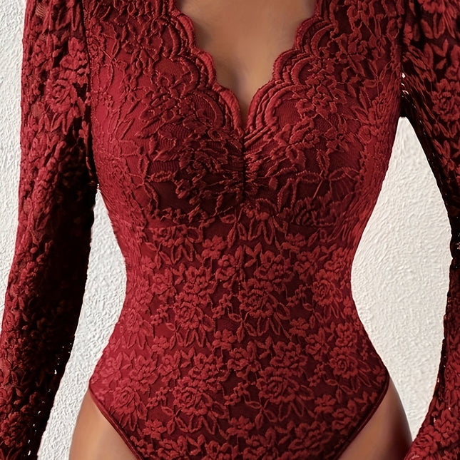Elegant Lace Long-Sleeved Bodysuit