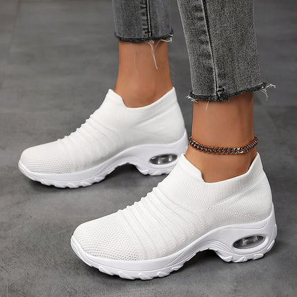 Women's White Breathable Athletic Walking Shoes