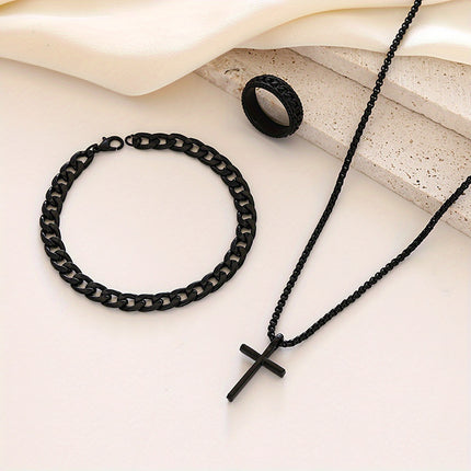 8pcs Men's Quartz Watch & Jewelry Set