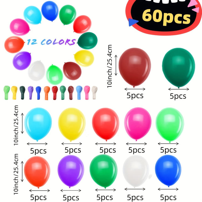 60-Pack Multicolor Balloons for Celebrations