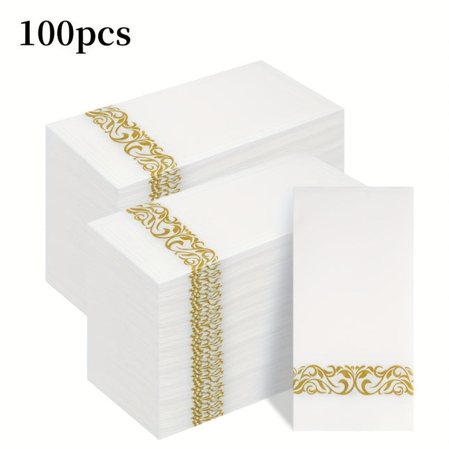 100pcs Elegant Disposable Linen-Feel Napkins