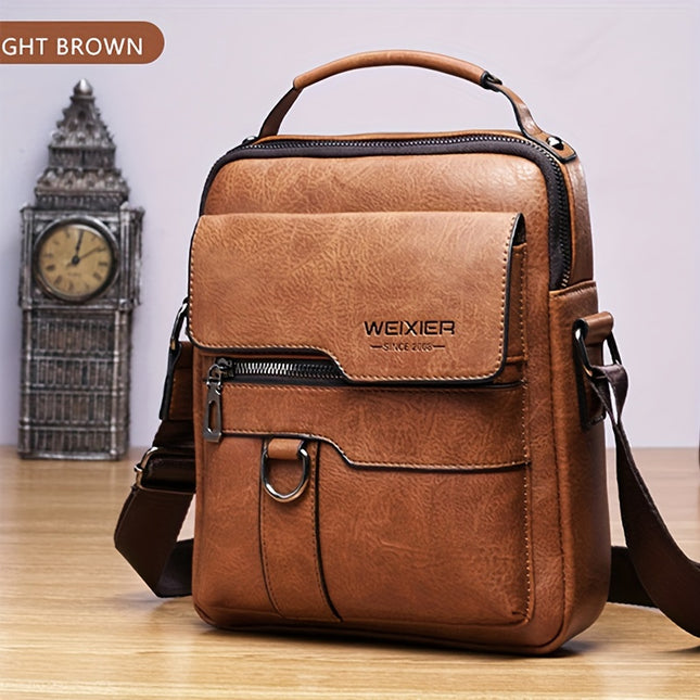 Vintage Leather Crossbody Business Bag