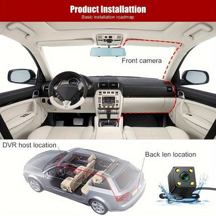 3-Channel HD Dash Cam with Night Vision & Parking Mode