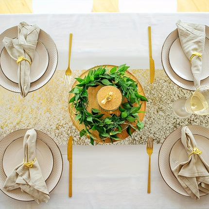 Elegant Golden Foil Mesh Table Runner