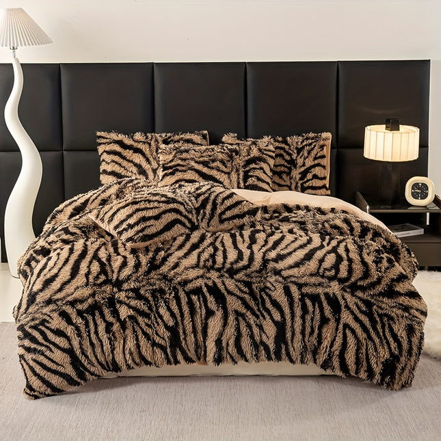 Plush Zebra Print Duvet Set