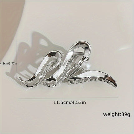 Golden Pearl Wave Hair Clip – Shark-Shaped Design