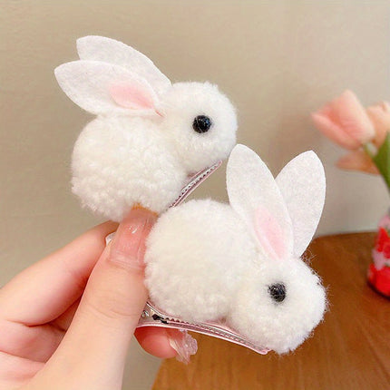 2pcs Plush Rabbit Hair Clips for Girls