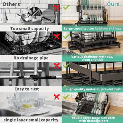 2-Tier Stainless Steel Dish Rack - Ultimate Kitchen Organizer
