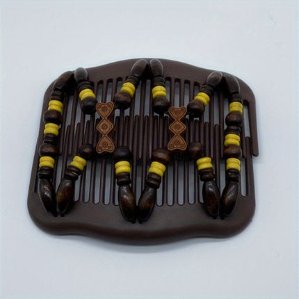 Wooden Beaded Double Hair Comb