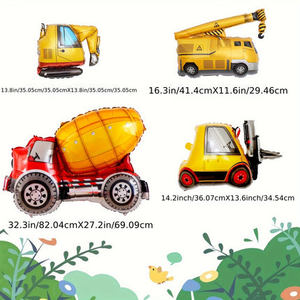 5pcs Construction Theme Birthday Party Balloons Set