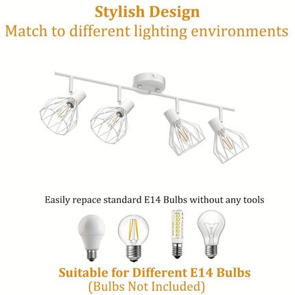 Modern E14 LED Pendant Light - Rotatable 4-Flame Ceiling Light